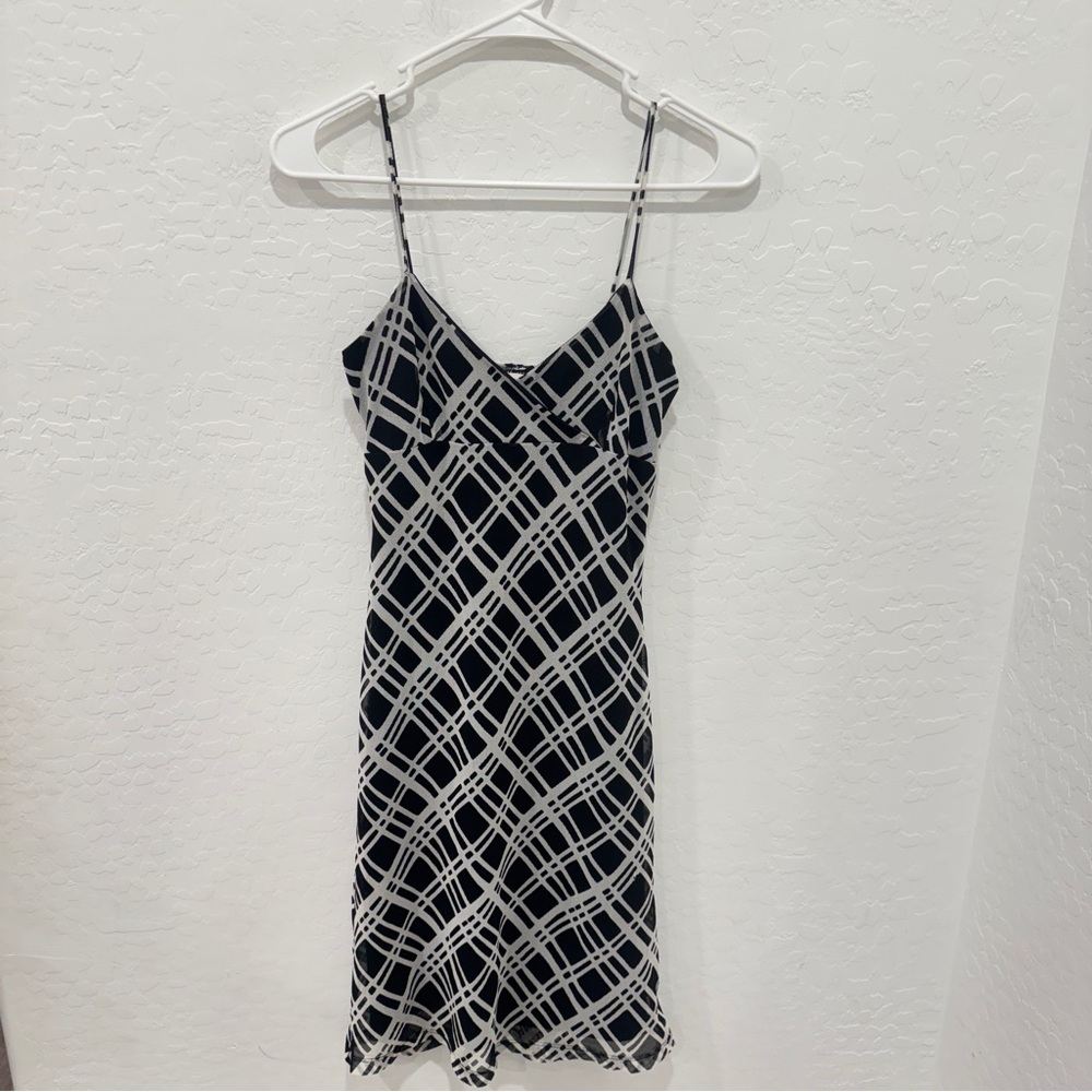 Y2K Hottie Plaid Dress Womens Small Black White Babydoll Slip Vintage Preppy